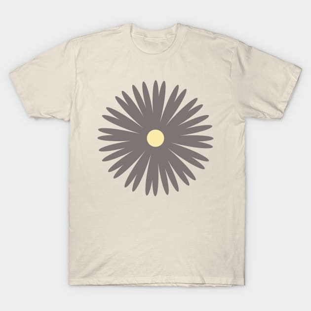 Flower 1, Minimalist Abstract Floral in Yellow and Dark Taupe T-Shirt by tramasdesign